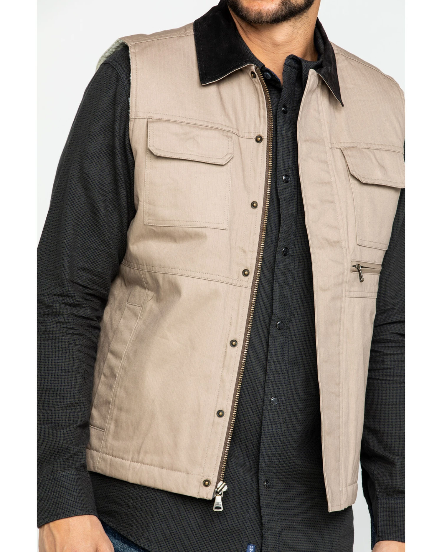Cody James Men's Tan Ranchero Timberwolf Canvas Vest 5 Cody James Men's Tan Ranchero Timberwolf Canvas Vest - Image 5