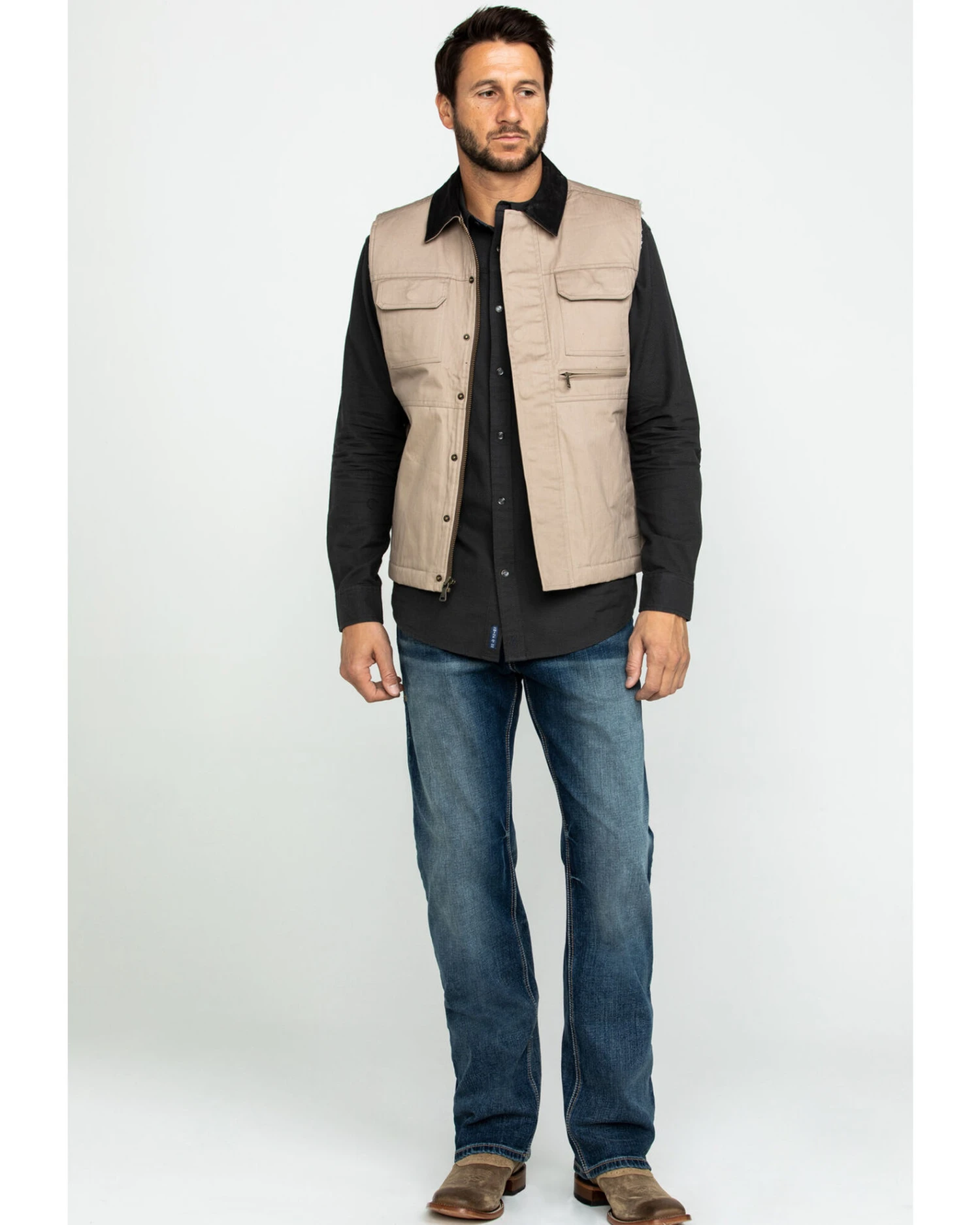 Cody James Men's Tan Ranchero Timberwolf Canvas Vest 7 Cody James Men's Tan Ranchero Timberwolf Canvas Vest - Image 7
