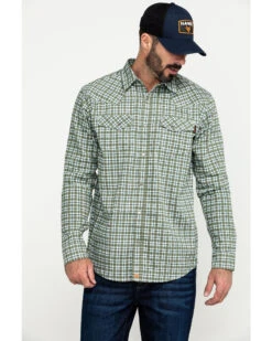 Cody James Men's FR Woven Plaid Print Long Sleeve Button Down Work ShirtÂ