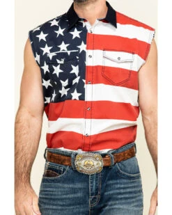 Cody James Men's American Flag Bubba Sleeveless Western Shirt  -Western Boots & Shoes Deals Store 2000296071 600 P4
