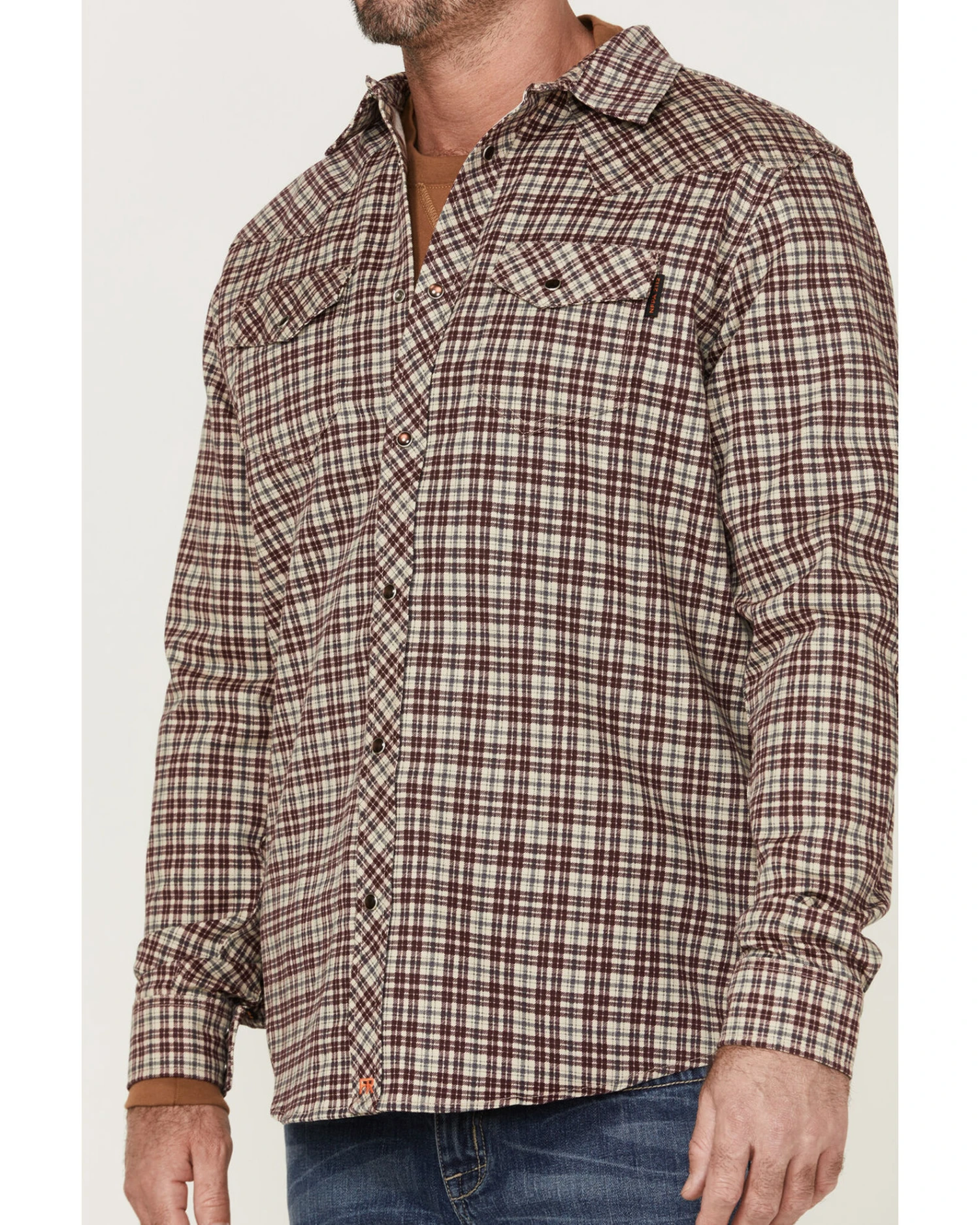 Cody James Men's FR Small Plaid Print Long Sleeve Pearl Snap Work Shirt 3 Cody James Men's FR Small Plaid Print Long Sleeve Pearl Snap Work Shirt - Image 3