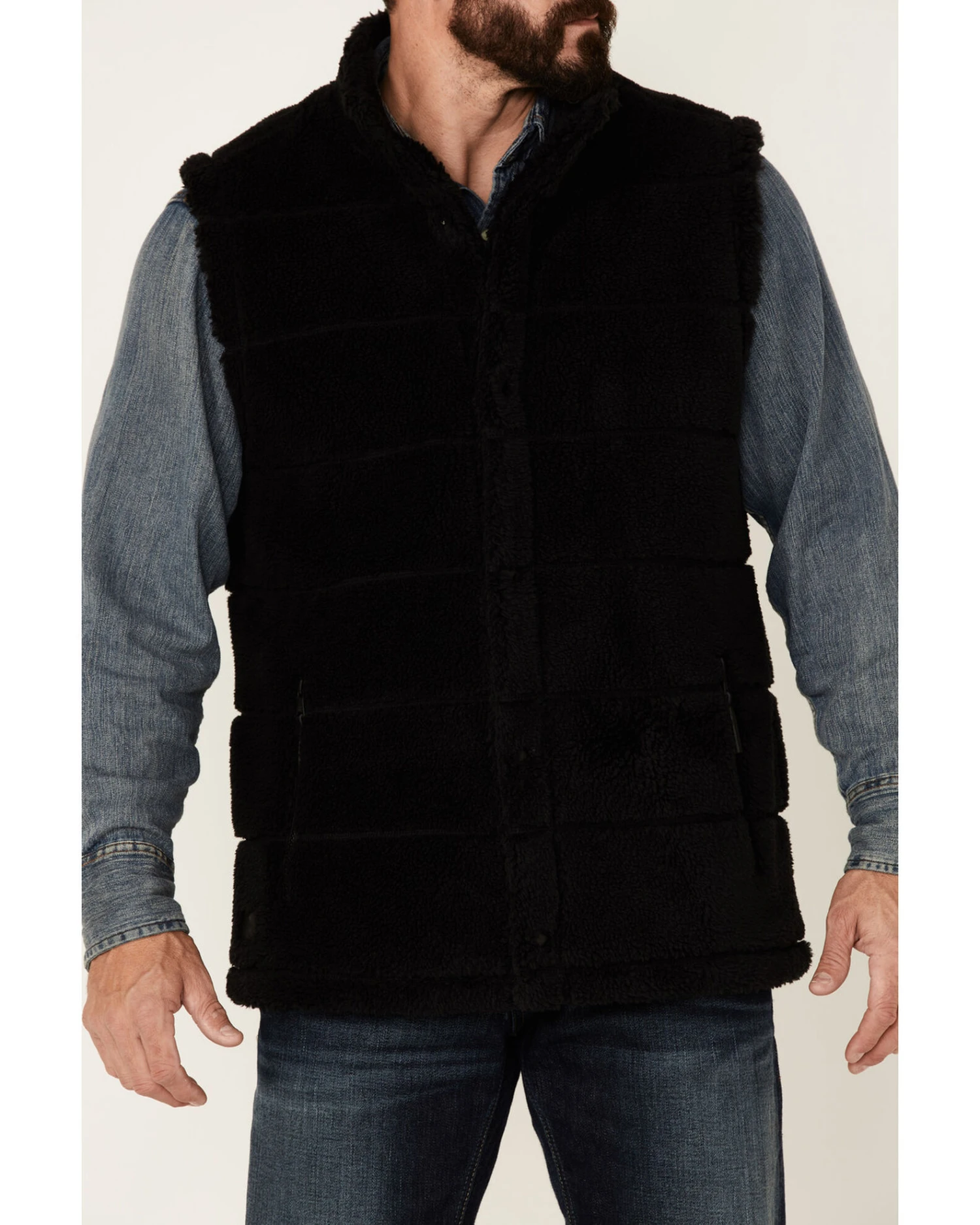 Cody James Men's Black Mesa Quilted Snap-Front Sherpa Vest 3 Cody James Men's Black Mesa Quilted Snap-Front Sherpa Vest - Image 3