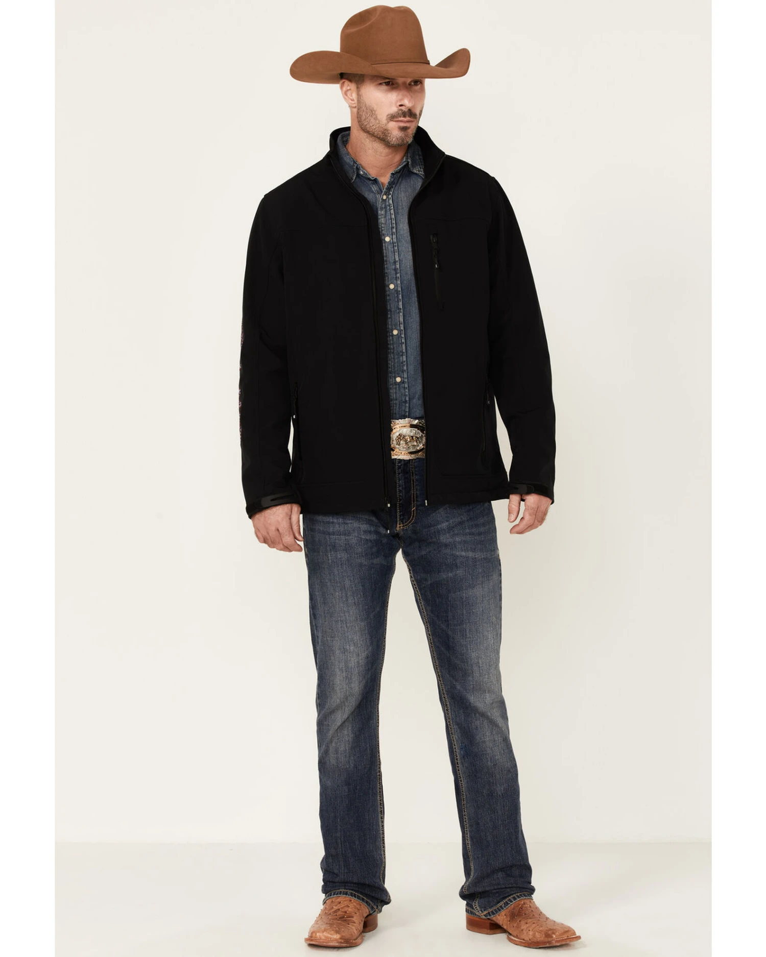 Cody James Core Men's American Embroidered Sleeve Zip-Front Steamboat Jacket 2 Cody James Core Men's American Embroidered Sleeve Zip-Front Steamboat Jacket - Image 2