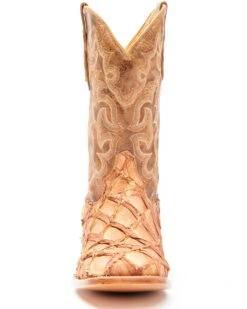 Cody James Men's Caramel Matte Pirarucu Exotic Western Boots - Broad Square Toe  -Western Boots & Shoes Deals Store 2000351586 255 P4