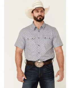 Cody James Men's Double Arrow Geo Print Short Sleeve Snap Western Shirt 