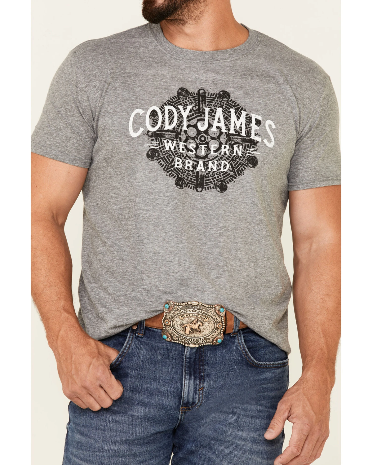 Cody James Men's Gray Southwestern Cylinder Graphic Short Sleeve T-Shirt 3 Cody James Men's Gray Southwestern Cylinder Graphic Short Sleeve T-Shirt - Image 3