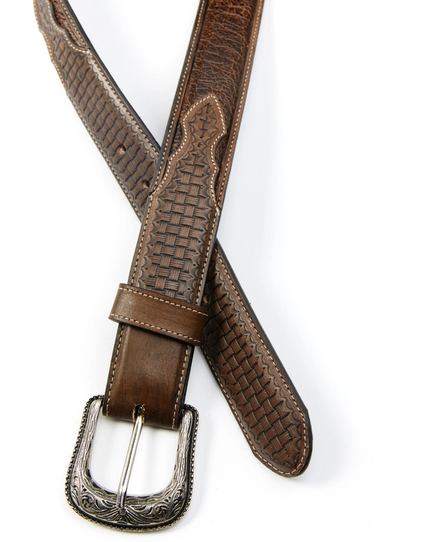 Cody James Men's Basket Weave Embossed Billet Leather Belt 2 Cody James Men's Basket Weave Embossed Billet Leather Belt - Image 2