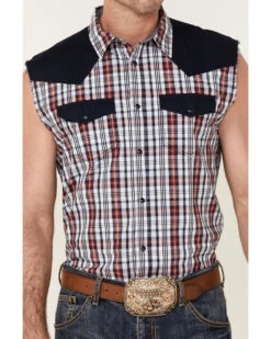 Cody James Men's Anthem Plaid Bubba Sleeveless Snap Western Shirt   -Western Boots & Shoes Deals Store 2000359538 100 P3