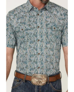 Cody James Men's Vista Paisley Print Short Sleeve Snap Western Shirt - Big & Tall  -Western Boots & Shoes Deals Store 2000359547 400 P3