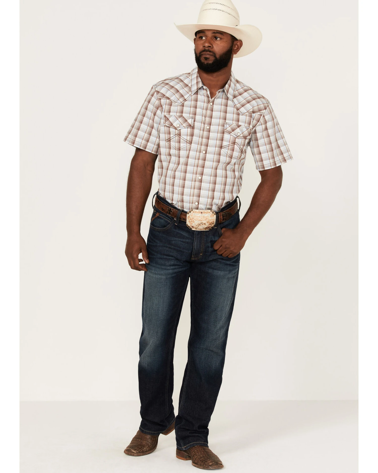 Cody James Men's Mount Vernon Small Plaid Short Sleeve Snap Western Shirt - Big & Tall 2 Cody James Men's Mount Vernon Small Plaid Short Sleeve Snap Western Shirt - Big & Tall - Image 2