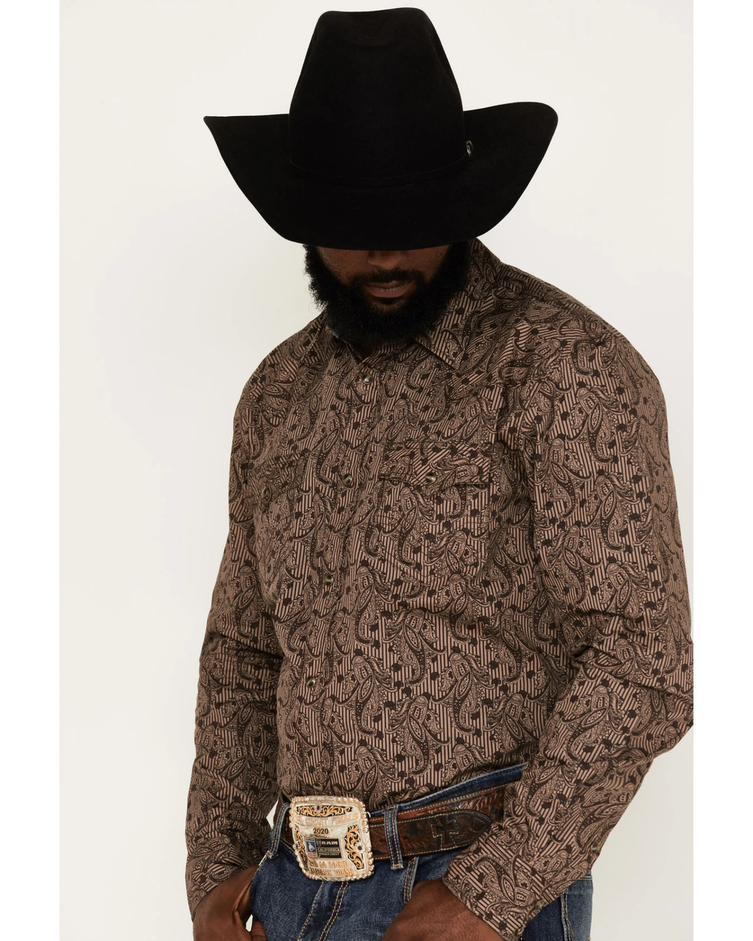 Cody James Men's Linear Paisley Print Long Sleeve Snap Western Shirt 2 Cody James Men's Linear Paisley Print Long Sleeve Snap Western Shirt - Image 2