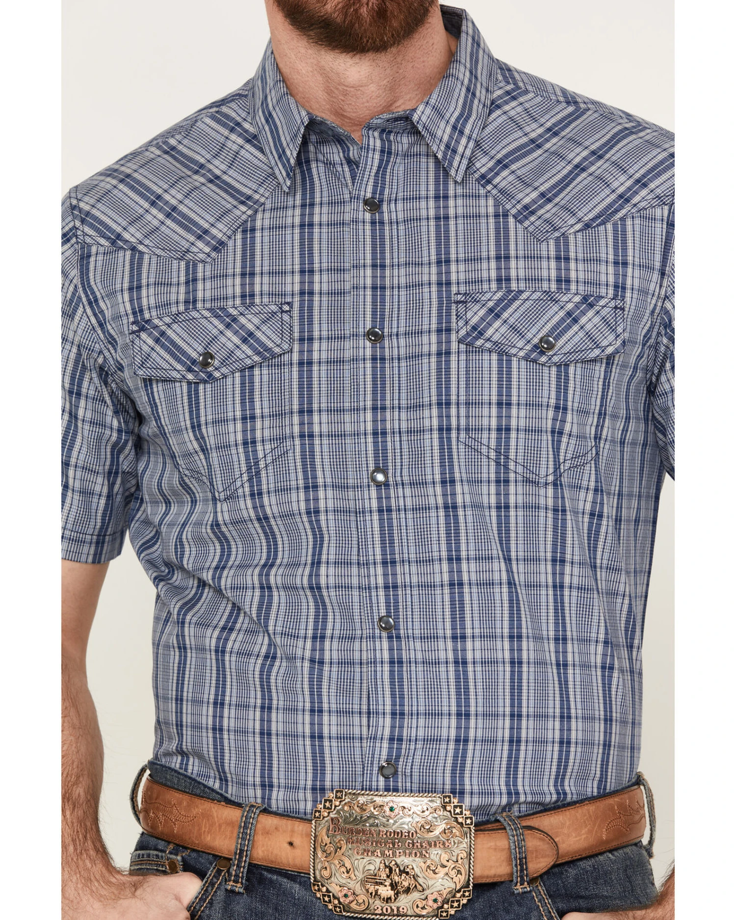 Cody James Men's Plaid Print Short Sleeve Western Snap Shirt 3 Cody James Men's Plaid Print Short Sleeve Western Snap Shirt - Image 3