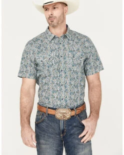 Cody James Men's Crazy Days Paisley Print Short Sleeve Western Snap Shirt