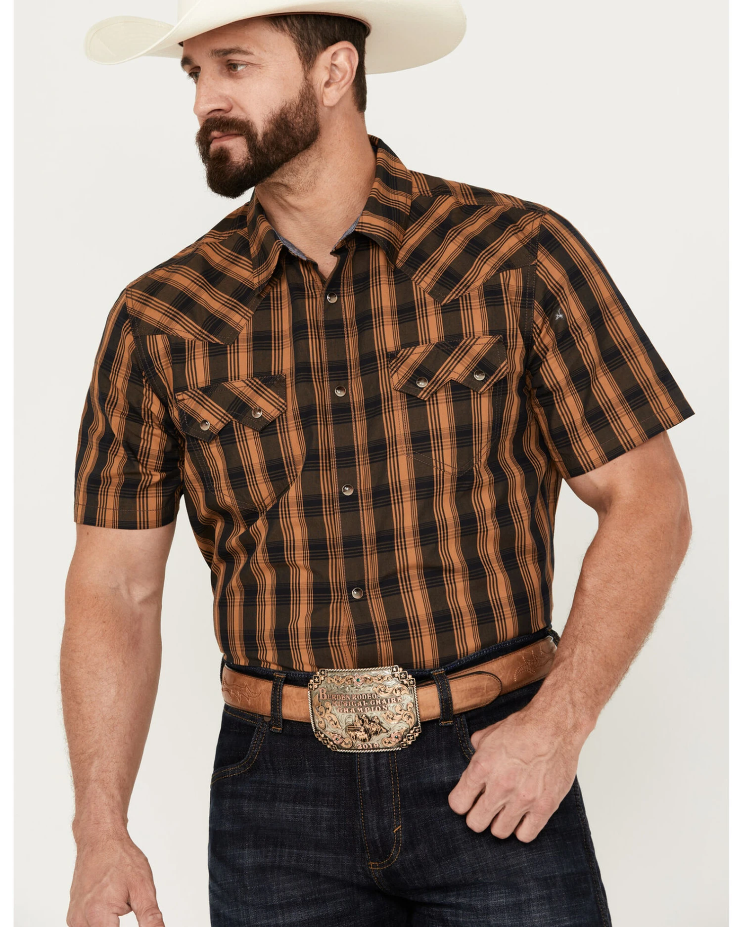 Cody James Men's Caliente Small Plaid Print Short Sleeve Western Snap Shirt 1 Cody James Men's Caliente Small Plaid Print Short Sleeve Western Snap Shirt