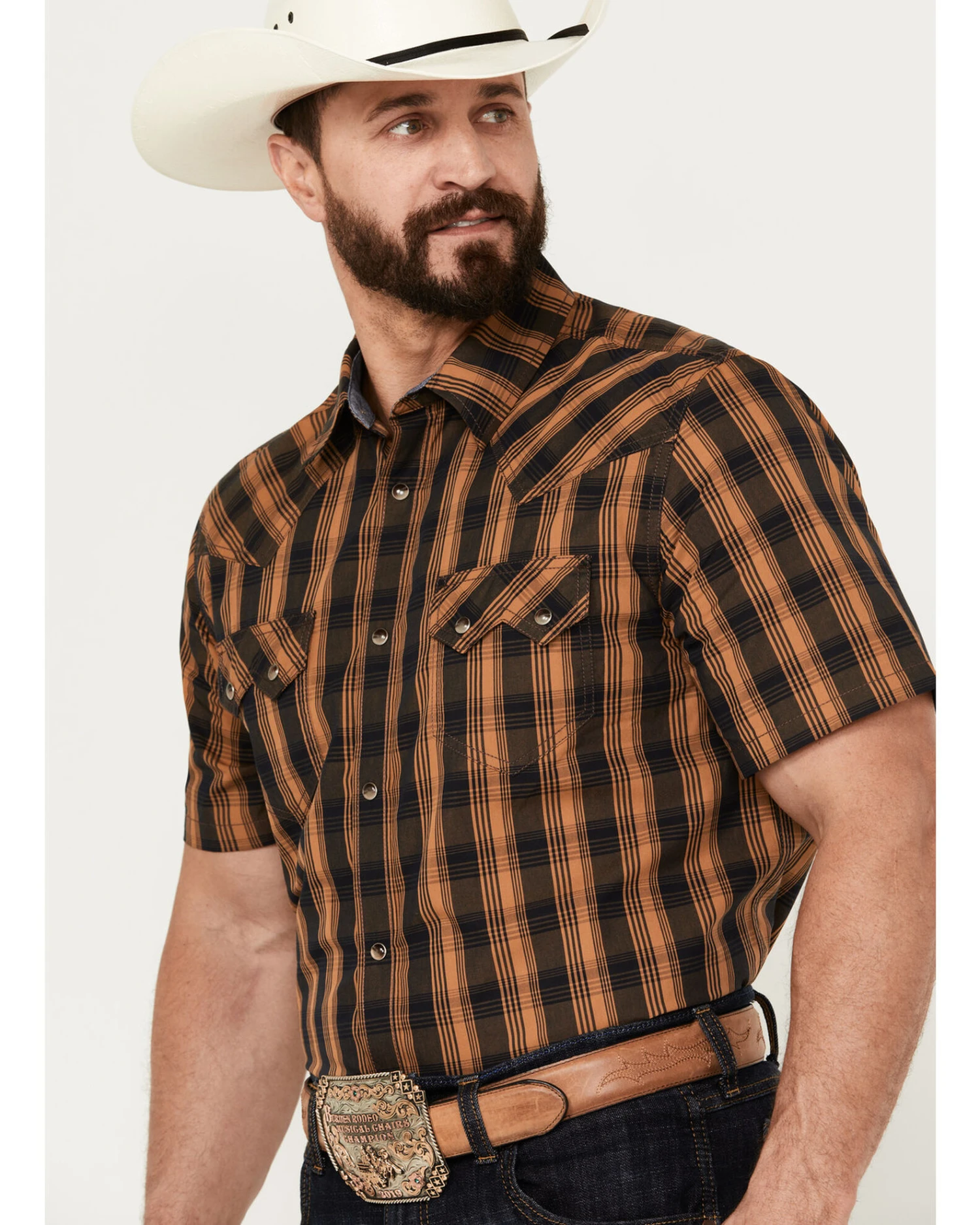 Cody James Men's Caliente Small Plaid Print Short Sleeve Western Snap Shirt 2 Cody James Men's Caliente Small Plaid Print Short Sleeve Western Snap Shirt - Image 2